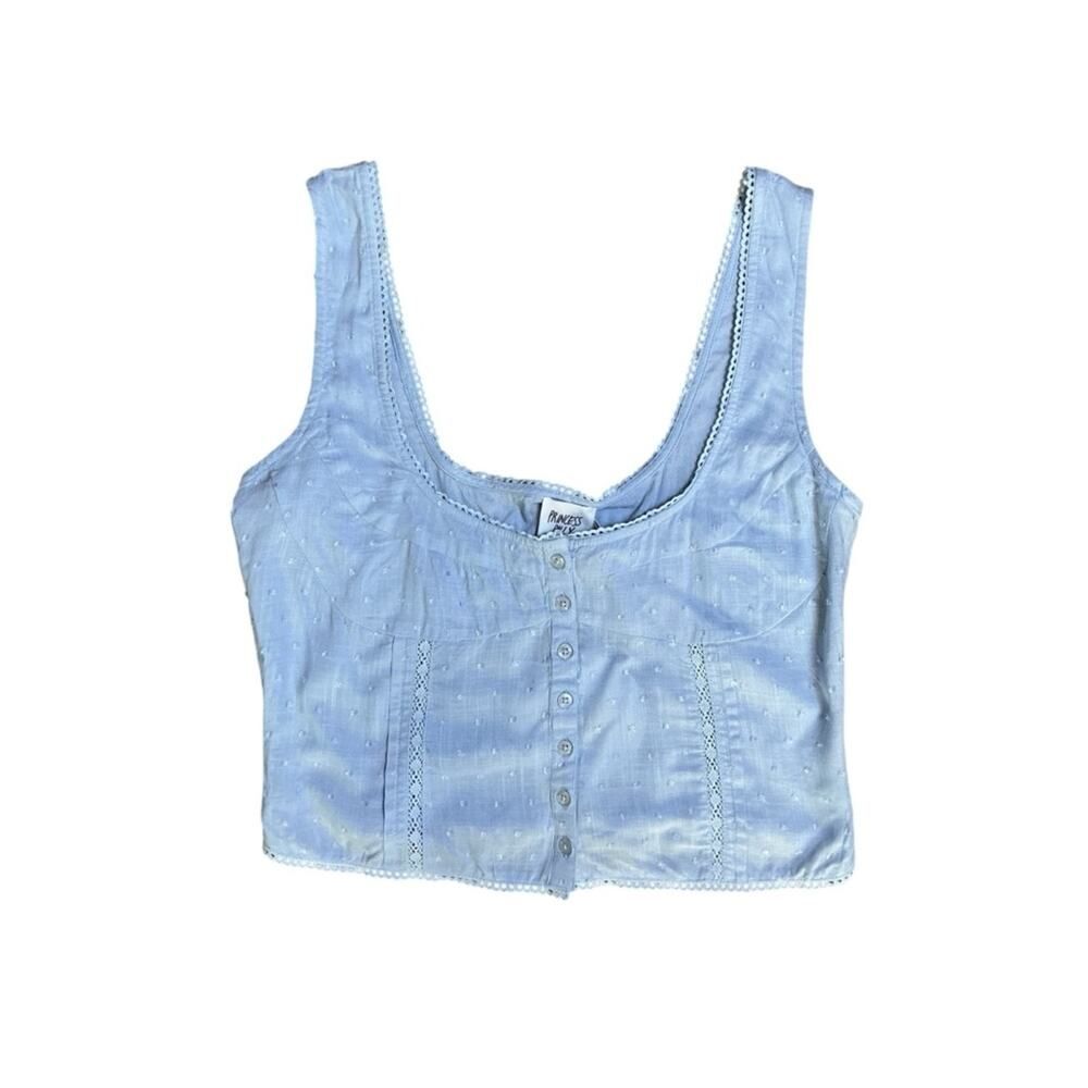 Princess Polly NWT Light Blue Eyelet Crop Tank Top (Size US 8)
